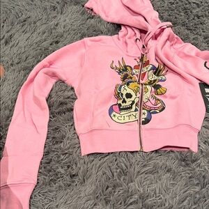 Ed Hardy Pink Graphic Hoodie